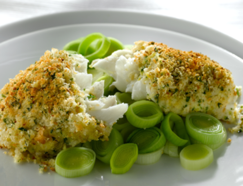 Crusted Haddock with Herb Mash And Creamy Leeks